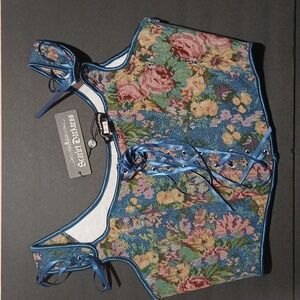 Floral Lace-Up Corset Top